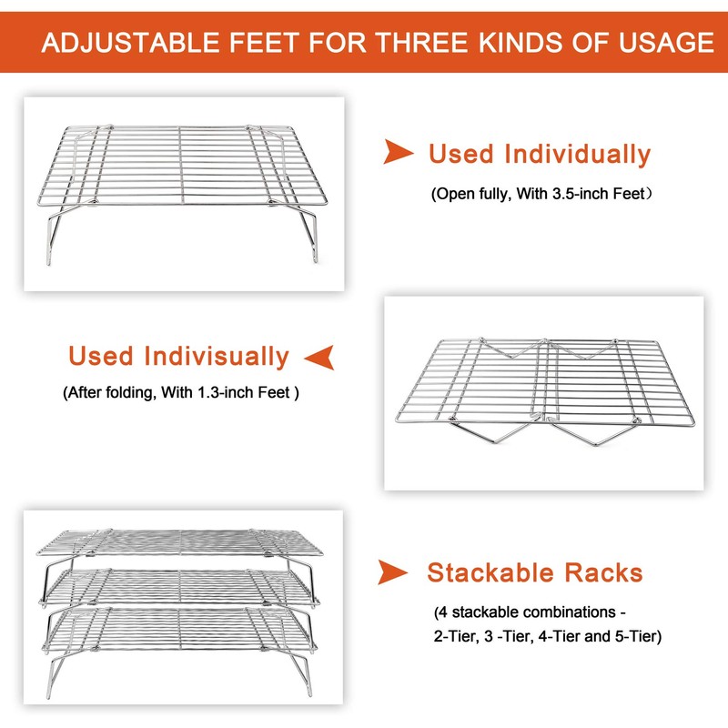 Cooling Rack, P&P CHEF 5-Tier Stainless Steel Stackable Baking Cooking
