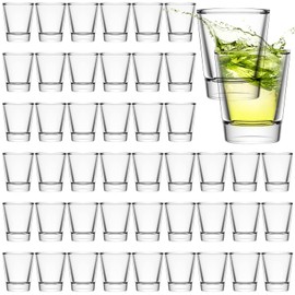 100 Pieces Clear Short Shot Glasses Bulk 1.5 oz Mini Round Shot Glasses Heavy Base Small Glass Cups for Wedding Party Espresso, Water, Juice, Milk, Coffee, Drinking (Classic Style)