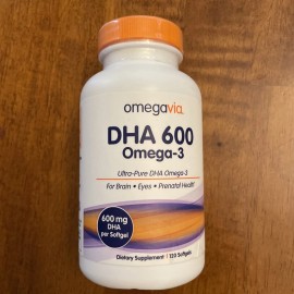 OmegaVia DHA 600, Omega-3, 120 Softgels Exp 05/27