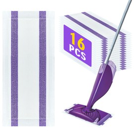 SAUAUSUN Disposable Wet Jet Refills for Swiffer Wet Jet Mop, Multi-Surface Spray Mop Pad Refill for Hardwood Floor Cleaning，Thickness&Absorbent,16 Count