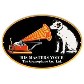 Handmade His Masters Voice Metal Sign 11x18 Oval