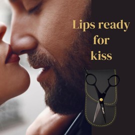 BartZart Bartschere klein für Männer mit Kamm und schwarzem Etui | Bartbürste aus Wildschweinborsten | Bartpflege & Geschenk für Herren (Bartschere und Bartbürste)