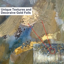 Abstract Landscape Canvas Wall Art: Neoclassicism Forest Painting Dark Blue Trees Picture Modern Country Woods Scenery Prints Contemporary Quiet Suburb Artwork for Bedroom Living Room Home Office