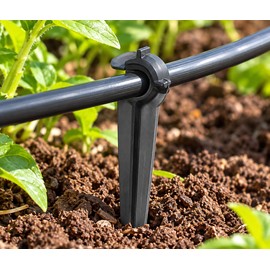 Drip Irrigation Support Stakes for 4/7mm Tubing – 50-Piece C-Shaped Holders for Secure Garden Watering Lines