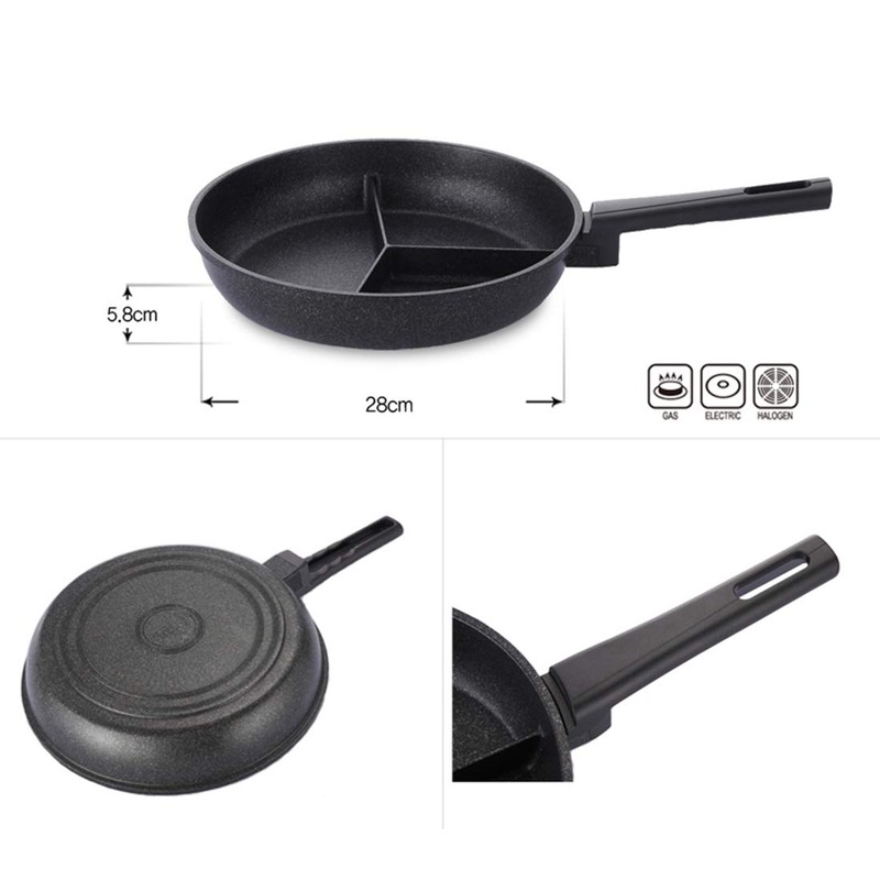 Kitchen Flower Multi 3 Divider Non Stick Coating Frying Pan