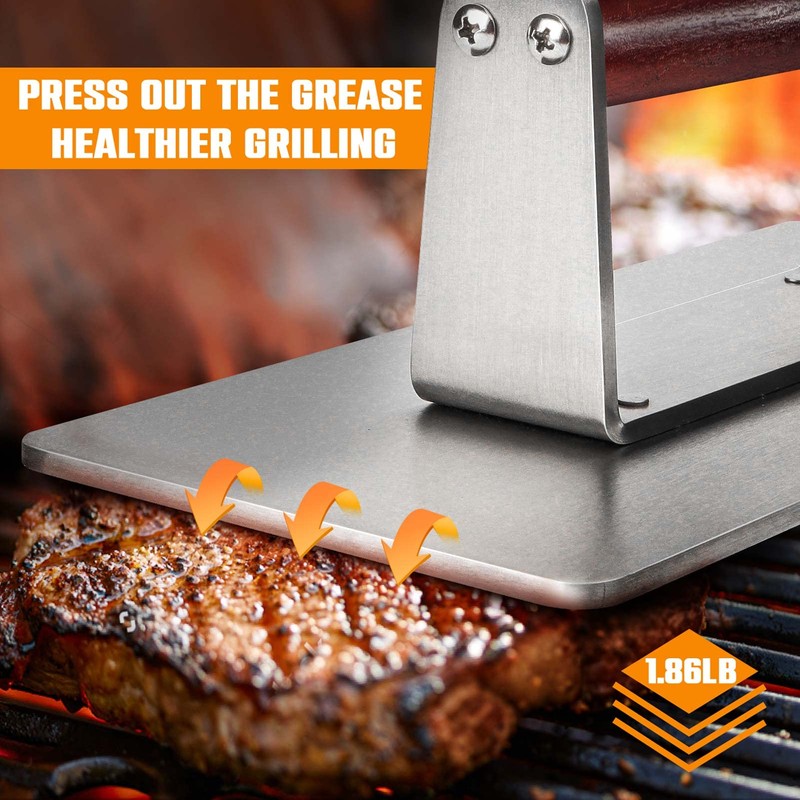 HULISEN Stainless Steel Bacon Press, 9 Inch Large Heavy Duty
