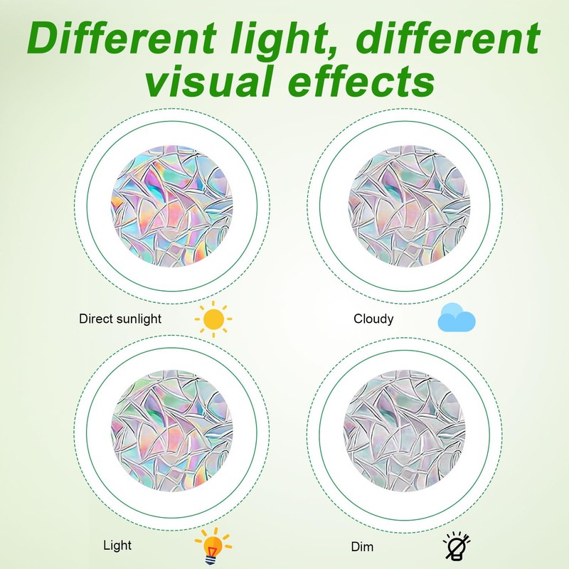 4 Sheets Anti Collision Window Clings, Rainbow Reflection Window Sticker