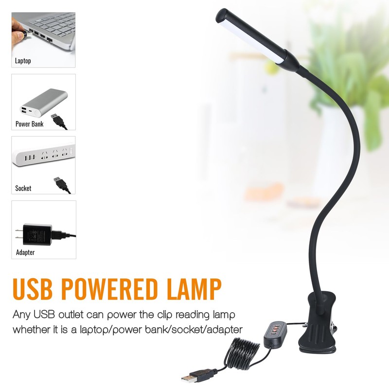 CeSunlight Clip on Reading Lamp, Clip Light, Warm & Daylight