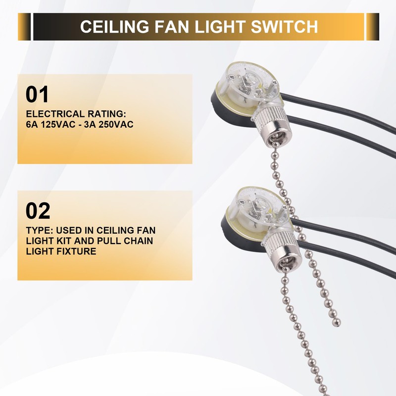 SweetSerenade 3Pack Ceiling Fan Light Switch ZE-109 Fan Switch Ceiling