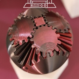 3D Printed - Mechanical Gear Ball Figurine Decor Plastic Smooth:_Black orange edition