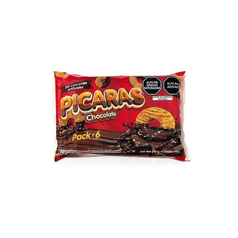 PICARAS Galletas Peruanas Bañadas en Chocolate 6 units x 40