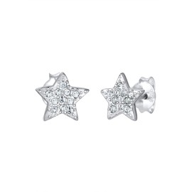 Elli Women's Earrings Stars Astro with Crystals in 925 Sterling Silver, Sterling Silver, Crystal