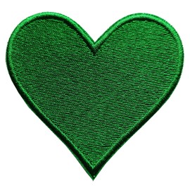 MISDONR 3pcs Green Heart Embroidered Iron on Patches for Clothing Jackets Backpacks 2.7x2.8 inch