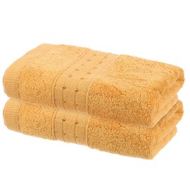 sourcing map 2 Pcs Bathroom Hand Towels Yellow Soft Absorbent Face Towels Cotton Wash Cloths 13 x 29 Inch Kitchen Hand Towels for Bathroom Gym Drying Hand Face Hair (Solid Color)