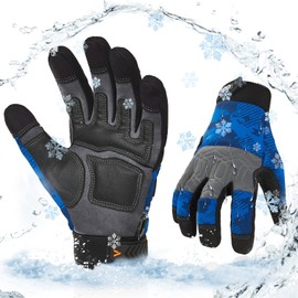 Vgo... Thermal Waterproof Gloves Touch Screen Men for Working Cycling Warehouse Carpenter Delivery, Winter Working Gloves Utility Multipurpose, 1 pair