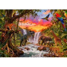 DePhoto 7x5FT Jungle Forest Animals Backdrop Tropical Rainforest Safari Background for Wild Party Decorations Photo Banner Props Vinyl