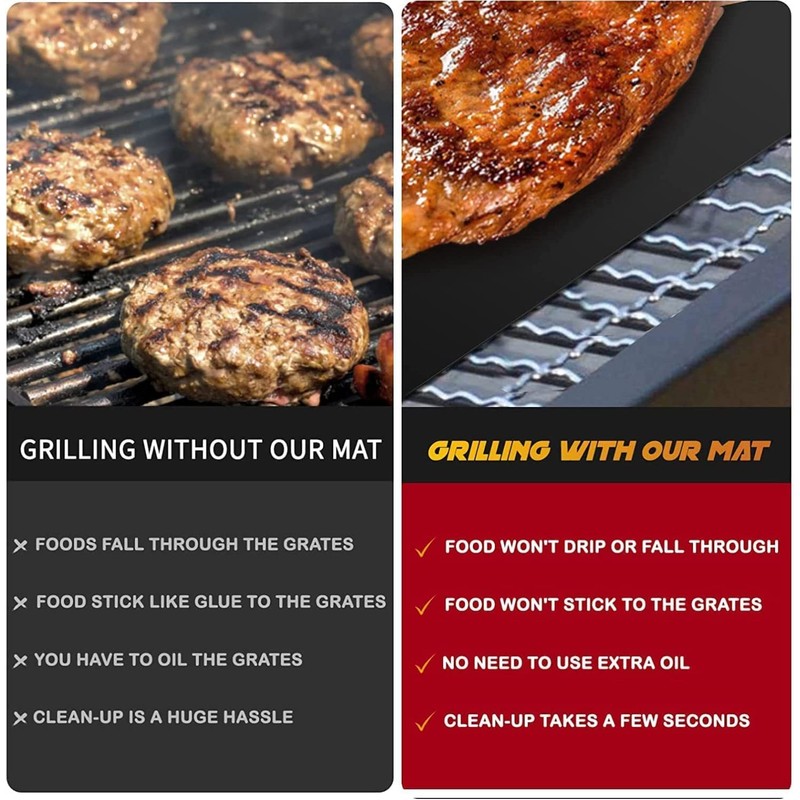 BBQ Grill Mat Set of 6+1, Reusable Non-Stick BBQ Mat,