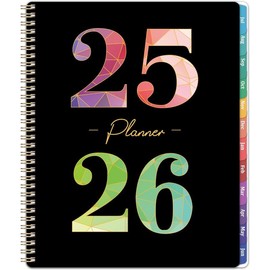 Planner 2025-2026 - 9" x 11" Academic Planner with Inner Pocket, Colorful Coated Tabs, Weekly and Monthly Features from July 2025 to June 2025