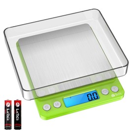 Digital Scale, 3000g, 0.01 Ounces, 0.1 Grams Accuracy Mini Kitchen Food Scale with 2 Trays, Pocket Scale for Jewelry, Coffee, LCD Display, Tare Function, Stainless Steel