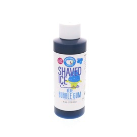 Blue Bubble Gum Shaved Ice and Snow Cone Unsweetened Flavor Concentrate 4 Fl Oz Size (makes 1 gallon of syrup with sugar and water added)