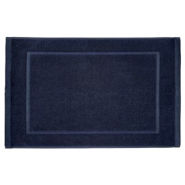 Lincoln & Palm 1-Piece Turkish Cotton Bath Mat - Soft, Plush, and Absorbent - 1000 GSM Thick Luxury Spa and Hotel Style - No Rubber Backing - Silver-Infused SILVERbac (1 Piece Bath Mat, Navy)