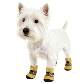 GabeFish Anti Slip Dog Socks Shoes Adjustable Drawstring Boot Paw Protectors for Small Medium Pets Cats Yellow X-Small