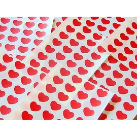 Small 10x8mm (0.4"x0.8") Heart Shape Colour Code Stickers - Packs of 256 Small Coloured Hearts Sticky Labels for Craft, Card-Making & Decoration - 32 Colours Available (Red)