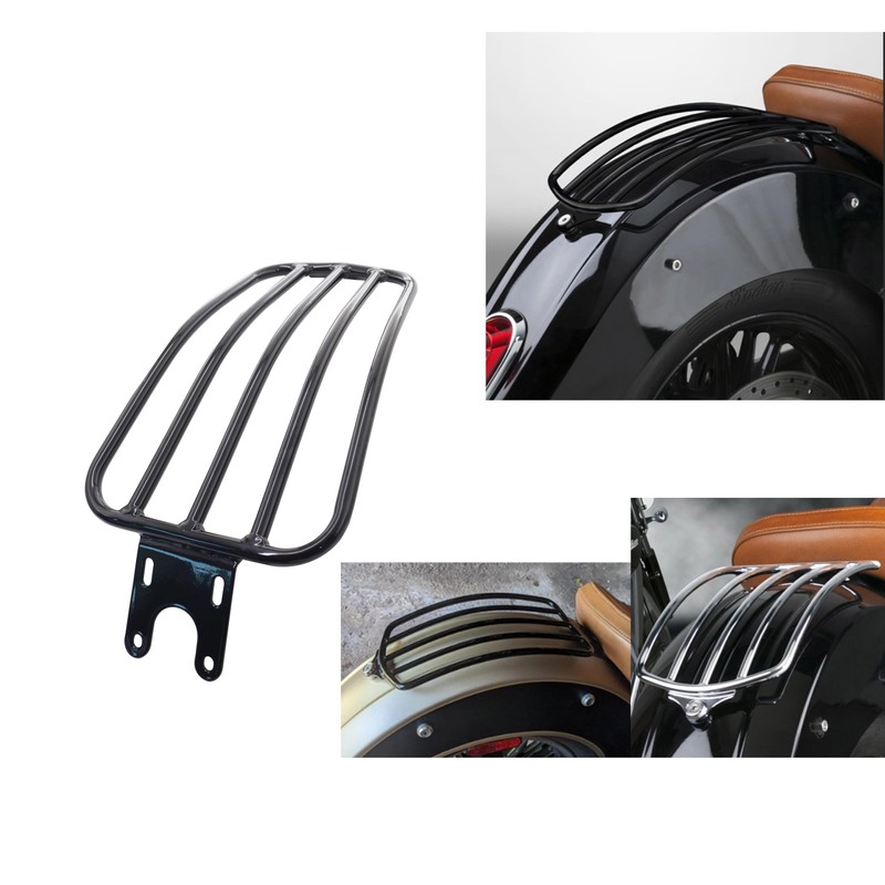 Black Tubular Solo Fender Rack Luggage Storage Rack for Indian