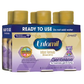 Enfamil Gentlease Ready to Feed Baby Formula, Eases Gas, Fussiness, Crying & Spit-up in 24 Hours, Ready to Use 8 Fl Oz, Pack of 6, Total 48 Fl Oz