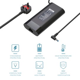HotTopStar 200W Laptop Charger for HP Omen 15 17, HP Pavilion Gaming 15 17, HP ZBook Fury Create Studio 15 17 G3 G4 G5 G6 G7 G8, TPN-LA21 TPN-DA10 ADP-200HB B HP Envy 15-ep 19.5V 10.3A AC Adapter
