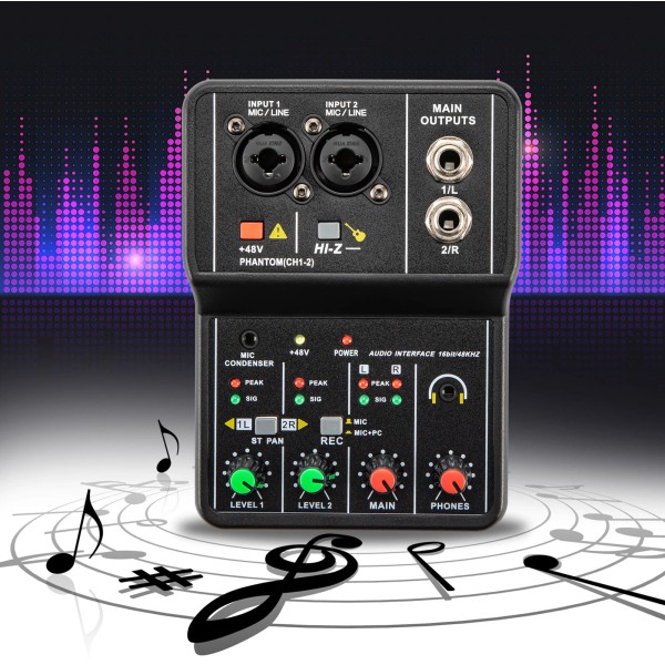 Unbranded 2 Channel Mini Studio USB Mixer DJ Bar Night