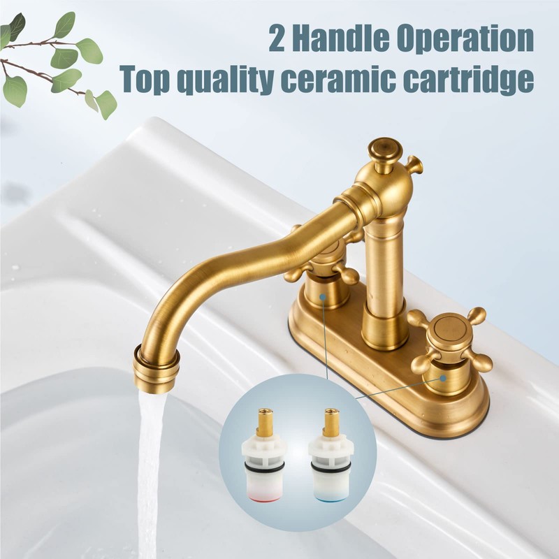 Aolemi 4 Inch Centerset Bathroom Sink Faucet Vintage 2 Cross