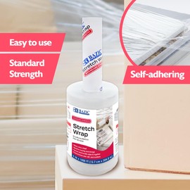 BAZIC Stretch Wrap Film Clear 5" x 1000 Ft with Handle, Standard Strength 80 Gauge Thick Self-Adhering Plastic Shrink Wrap Roll for Moving, Shipping, Furniture, Storage, 1 Roll