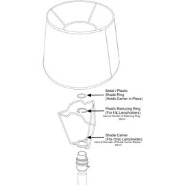 6" Premium Shade Carrier for Lampshade with Duplex Fitting | Continental (ES 41mm) to UK (29mm) Reducing Ring Included | Fits Most Types of Lamp | ES SES BC SBC UK (Pack of 2)