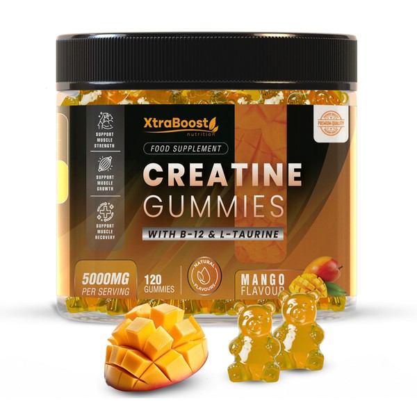 XtraBoost Creatine Gummies 5000mg Max Strength Creatine Monohydrate + B12