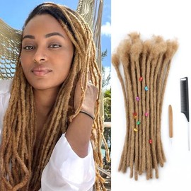 Coriario 14 Inch 27# Dreadlock Extensions Human Hair Loc 60 Strands 0.6cm Real Human Hair Dread Extensions for Men Honey Blonde