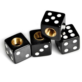 Wanheart 4PCS Dice Style Car Wheel Tire Valve Caps,Universal Aluminium Alloy Dustproof Tire Valve Stem Covers for Cars, SUV, Trucks, Bikes, Motorcycles, Bicycles(Black)