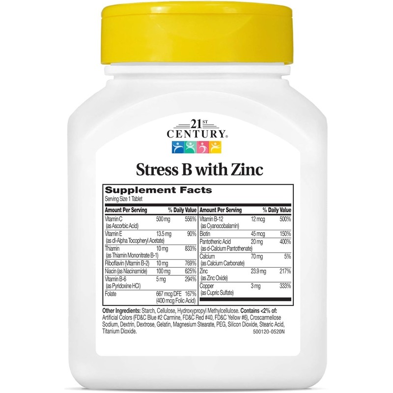 21st Century Stress Vitamin B with Zinc 66 Tabs