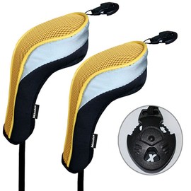 Andux Golf Hybrid Club Head Covers with Interchangeable No. Tag Pack of 2 (MT/HY02 Black/Yellow)
