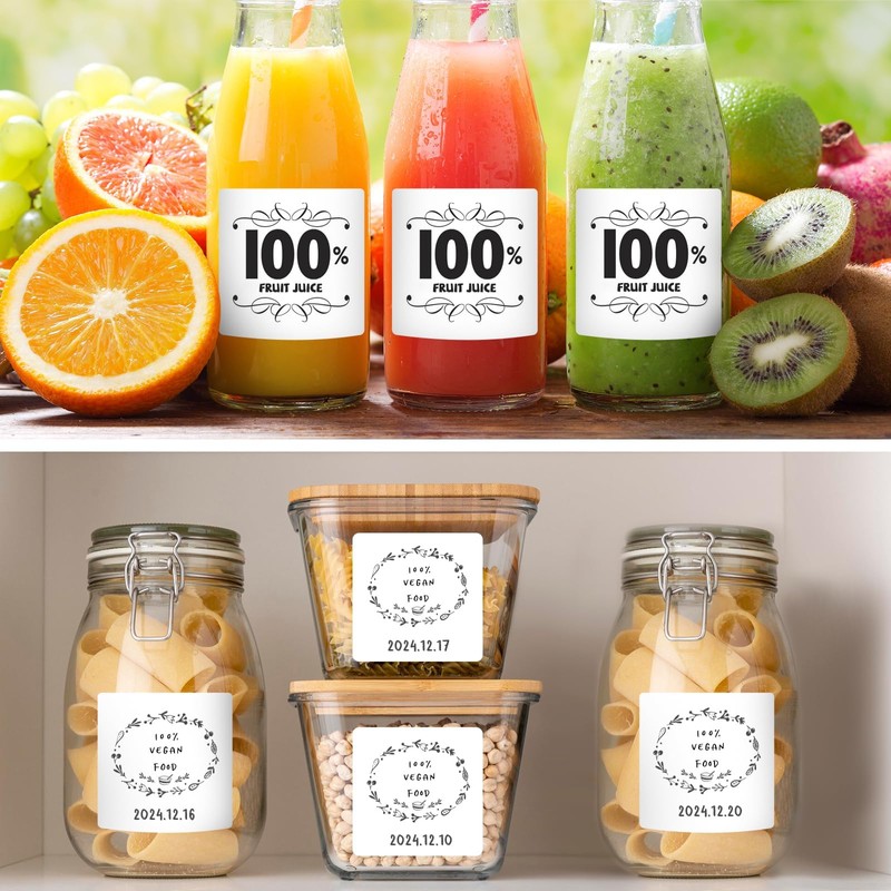 Ktxaby 7 x 7 cm quadratische Thermoetiketten-Aufkleber, weiß, selbstklebende Aufkleber,