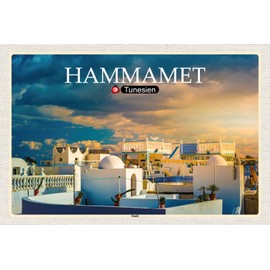 Ontrada Tin Sign 20 x 30 cm Curved Hammamet Tunisia Sun Decorative Gift Sign