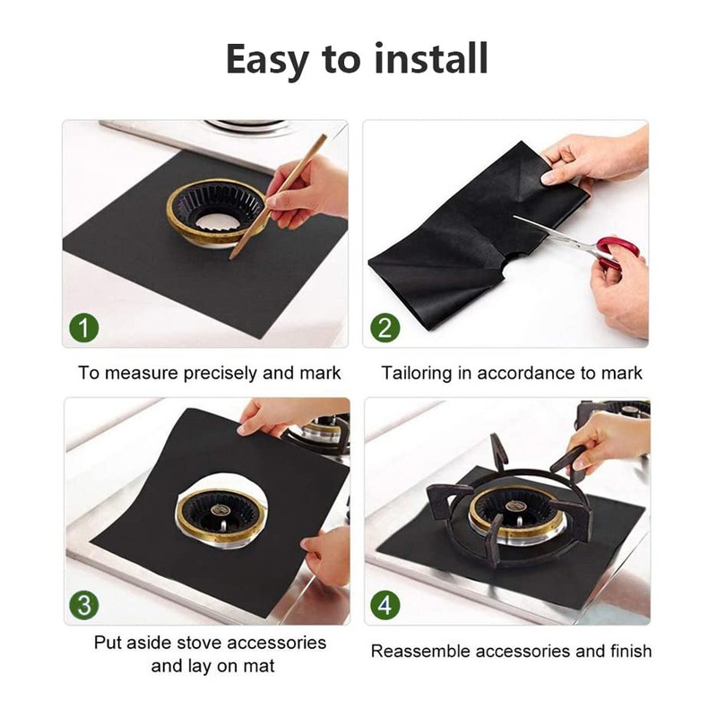 WANGCL 4 Thickened 0.2mm Sheets Stove Burner Cover Reusable Non-Stick