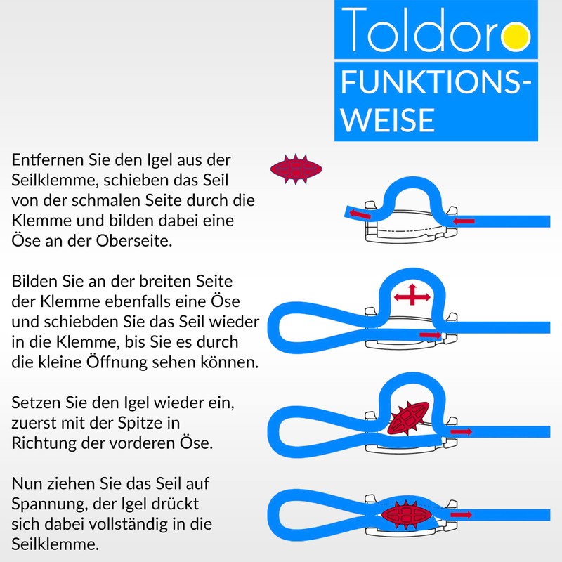 Toldoro Super Sharky Rope Clamp 8 mm Pack of 2