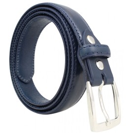 Children's Belt Made of Full Cowhide Leather 2.5 cm Leather Belt for Girls 25 mm Narrow Belt in Dress Skirt 25 mm, Navy, Silver