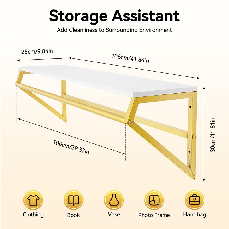 ILWorkTLs Wall Mounted Clothes Rack with Top Shelf,Display Garment Rack,Heavy