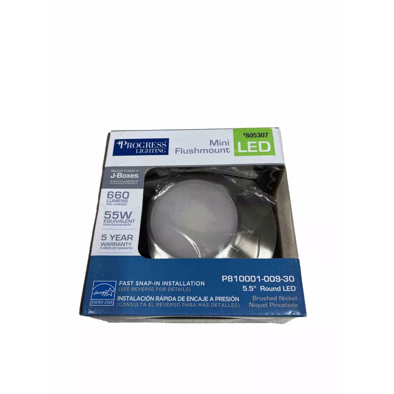 Progress Lighting 805307 Mini Flushmount 5.5” Round LED Light, Silver