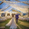 Ivory Ceiling Drapes with Lights String for Weddings, 6 Panels