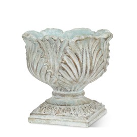 Abbott Collection 27-ATHENS-802 Ornate Pedestal Planter-7.5" H, Grey