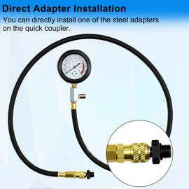 JoyFans Oil Pressure Tester Tool, 0-140PSI Oil Pressure Gauge Kit for Fuel System Mechanical Sensor Engine Cylinder Compression Test with Hose Adapters for Cars ATVs Trucks Use Red Case