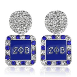 Crystal ZPB Drop Earrings for Women ZPB Sorority Gift Greek Paraphernalia Jewelry 1920 Finer Women Gift for Sisterhood (ZPB Drop Earrings)